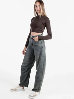 Solada Maglia donna cropped a costine - moro