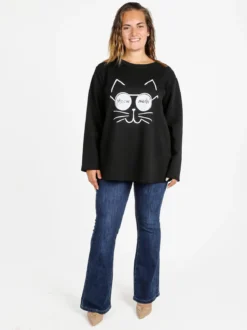 Solada Maglia donna girocollo con strass - nero
