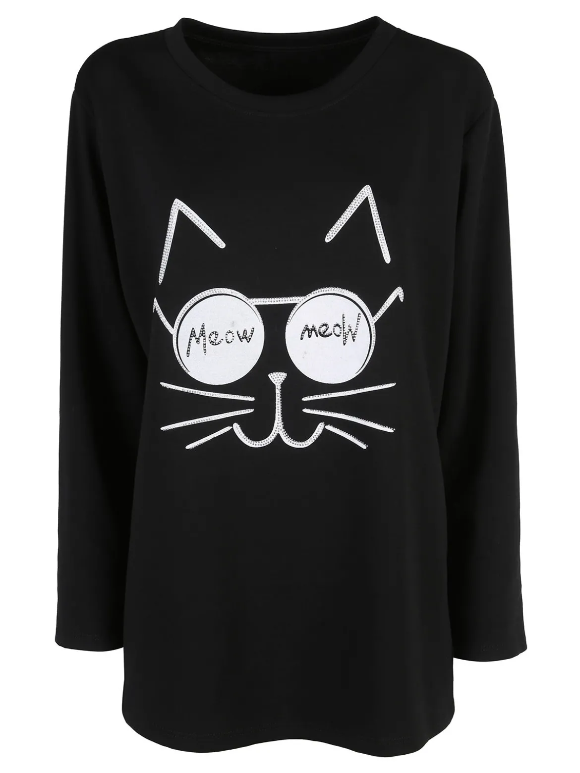 Solada Maglia donna girocollo con strass - nero