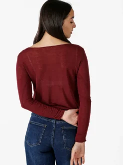 Solada Maglia donna in misto cashmere a maniche lunghe - bordeaux