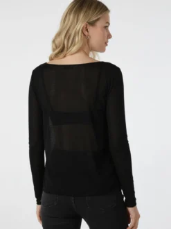 Solada Maglia donna in misto cashmere a maniche lunghe - nero