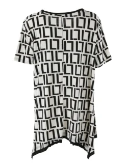 Solada Maxi blusa da donna a maniche corte con stampa greca