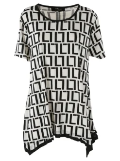 Solada Maxi blusa da donna a maniche corte con stampa greca
