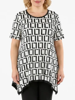 Solada Maxi blusa da donna a maniche corte con stampa greca