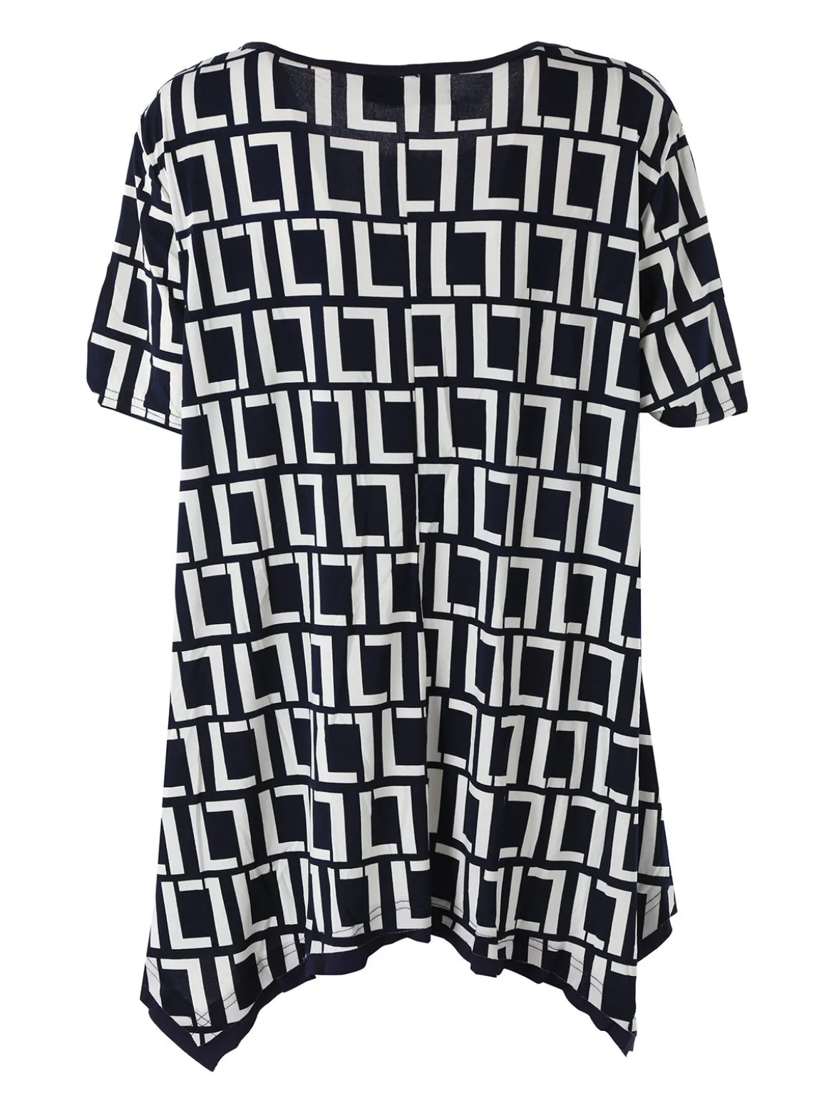 Solada Maxi blusa da donna a maniche corte con stampa greca - blu
