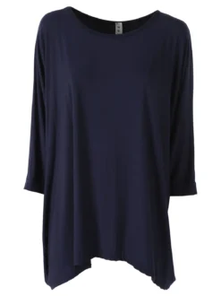 Solada Maxi blusa da donna in viscosa con maniche a pipistrello - blu scuro