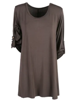 Solada Maxi t-shirt donna a maniche lunghe - moro