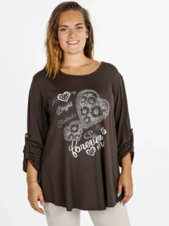 Solada Maxi t-shirt donna con strass - moro