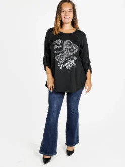 Solada Maxi t-shirt donna con strass - nero
