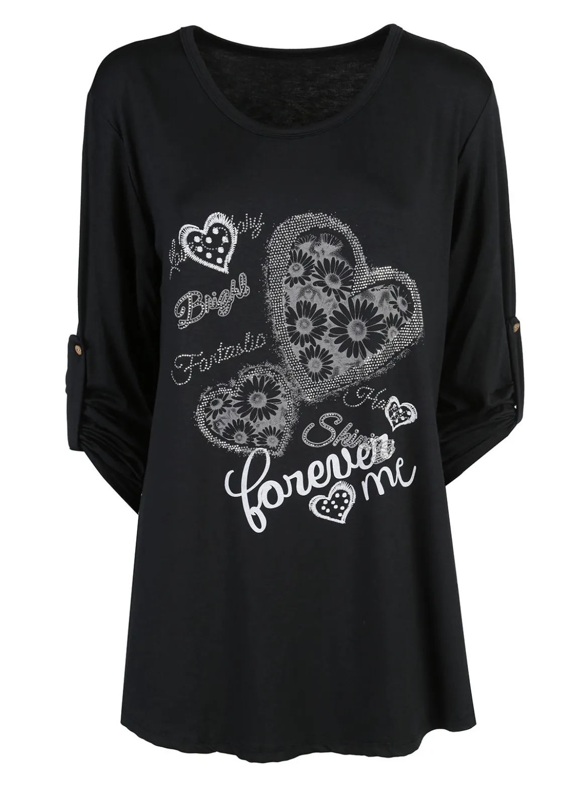 Solada Maxi t-shirt donna con strass - nero