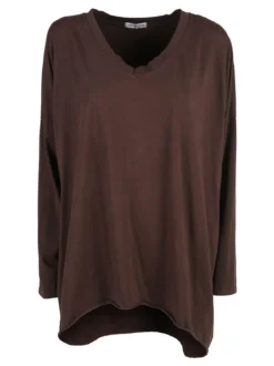 Solada Maxi t-shirt donna in cotone a maniche lunghe - moro
