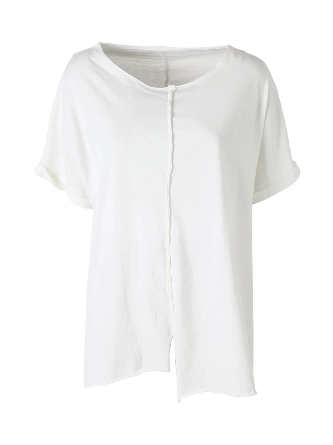 Solada Maxi t-shirt donna in cotone con maniche risvoltate - bianco
