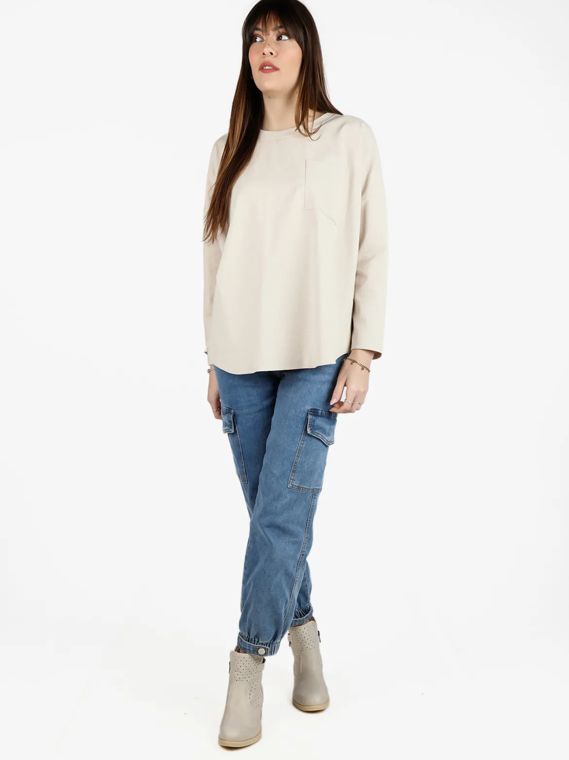 Solada Maxi t-shirt donna oversize con taschino