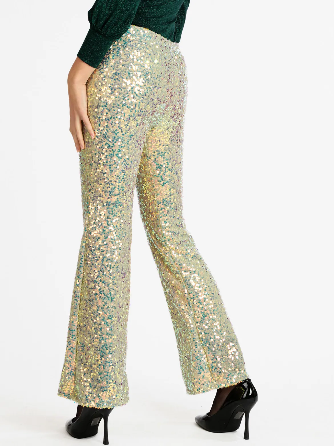 Solada Pantaloni a zampa con pailettes
