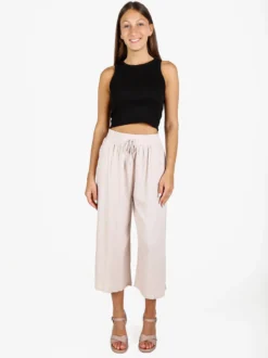 Solada Pantaloni cropped donna a gamba larga in cotone