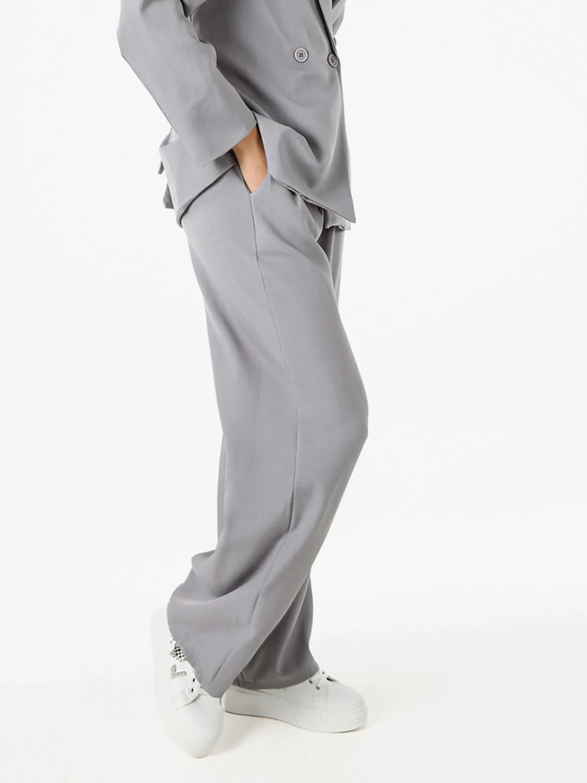 Solada Pantaloni da donna a gamba larga e dritta - grigio