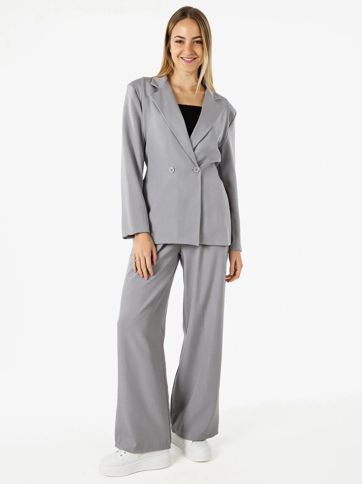 Solada Pantaloni da donna a gamba larga e dritta - grigio