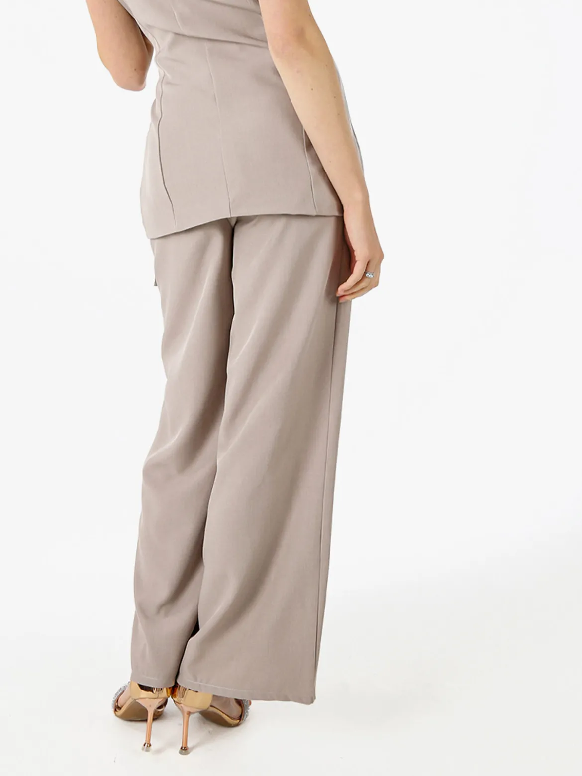 Solada Pantaloni da donna a gamba larga e vita alta - fango