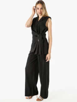 Solada Pantaloni da donna a gamba larga e vita alta - nero