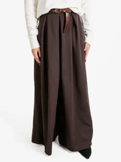 Solada Pantaloni donna a gamba larga con cintura - moro