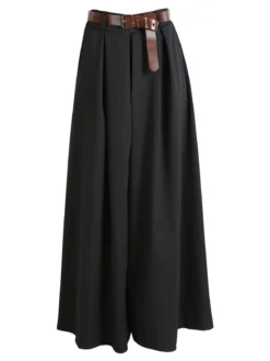 Solada Pantaloni donna a gamba larga con cintura - nero