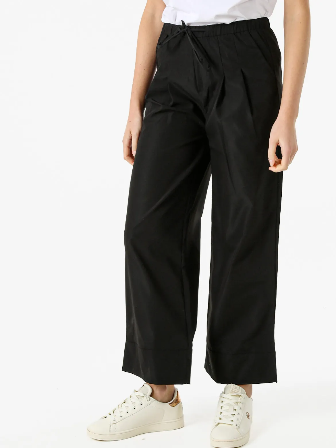 Solada Pantaloni donna a gamba larga con coulisse - nero