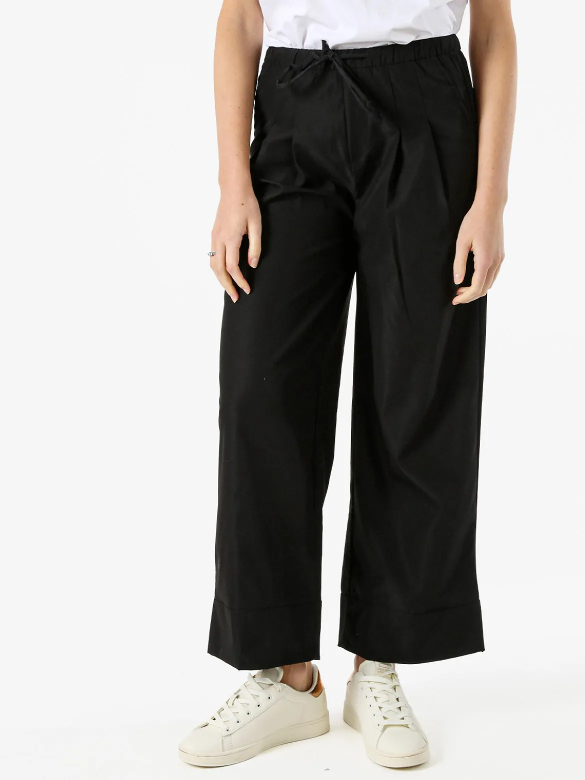 Solada Pantaloni donna a gamba larga con coulisse - nero