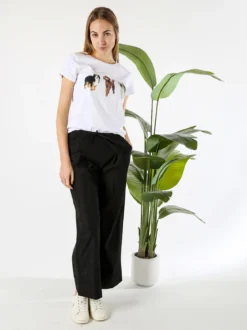 Solada Pantaloni donna a gamba larga con coulisse - nero