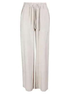 Solada Pantaloni donna a gamba larga con elastico in vita - beige