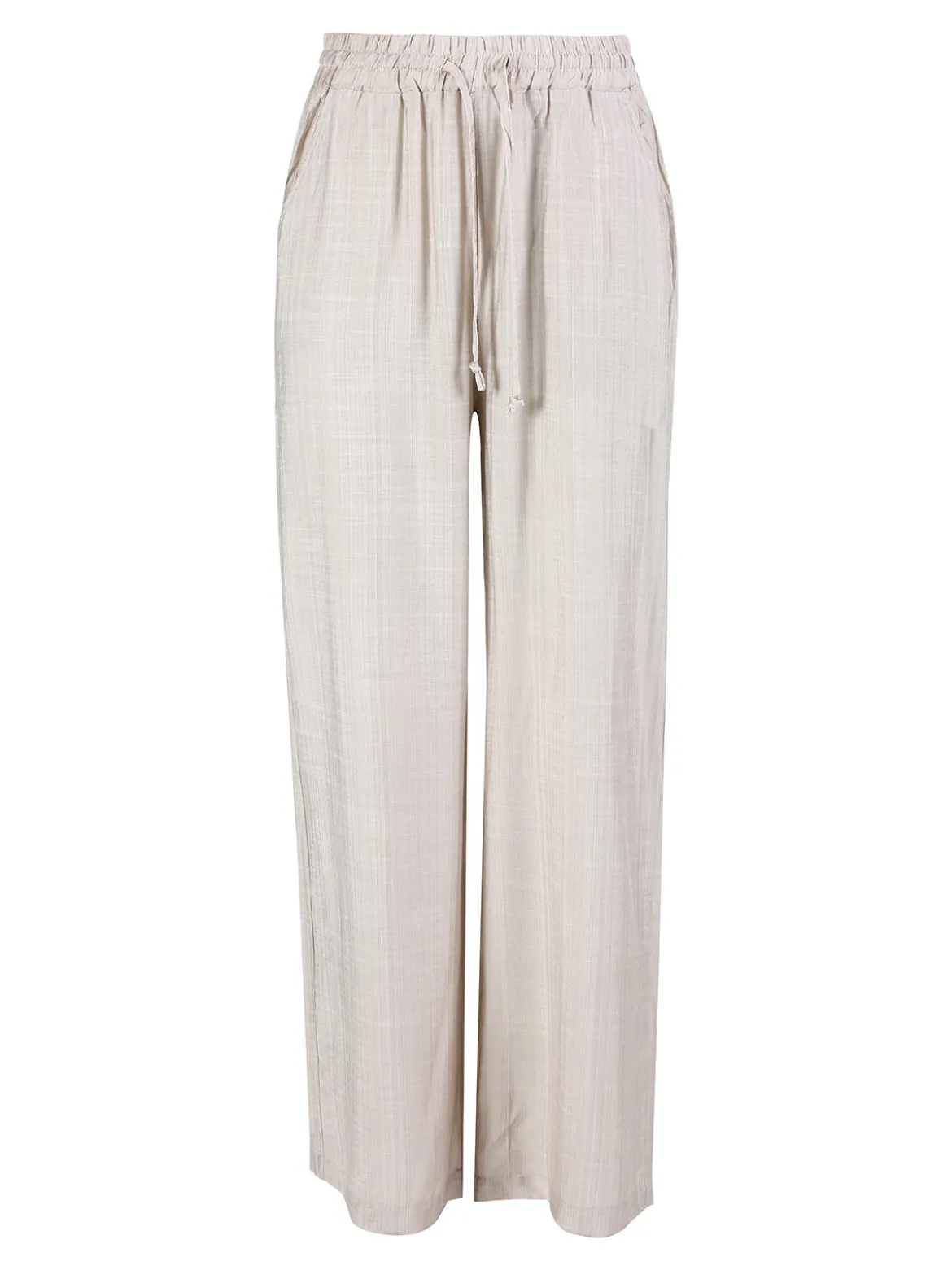 Solada Pantaloni donna a gamba larga con elastico in vita - beige