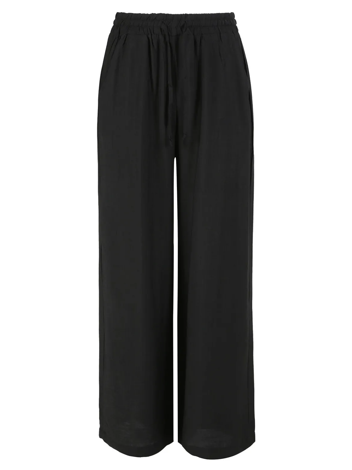 Solada Pantaloni donna a gamba larga con elastico in vita - nero