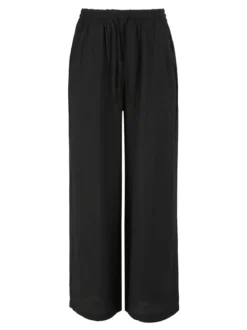 Solada Pantaloni donna a gamba larga con elastico in vita - nero