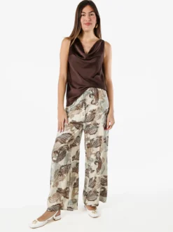 Solada Pantaloni donna a gamba larga con stampe - marrone