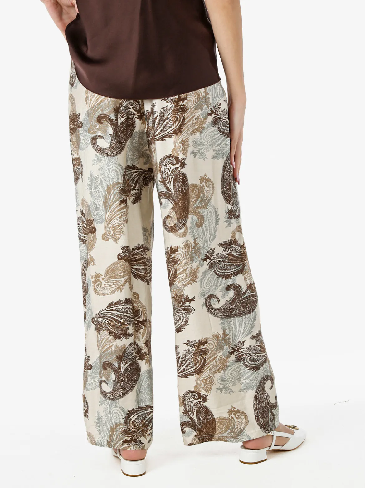 Solada Pantaloni donna a gamba larga con stampe - marrone