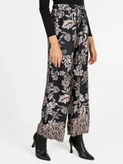 Solada Pantaloni donna a gamba larga con stampe - nero