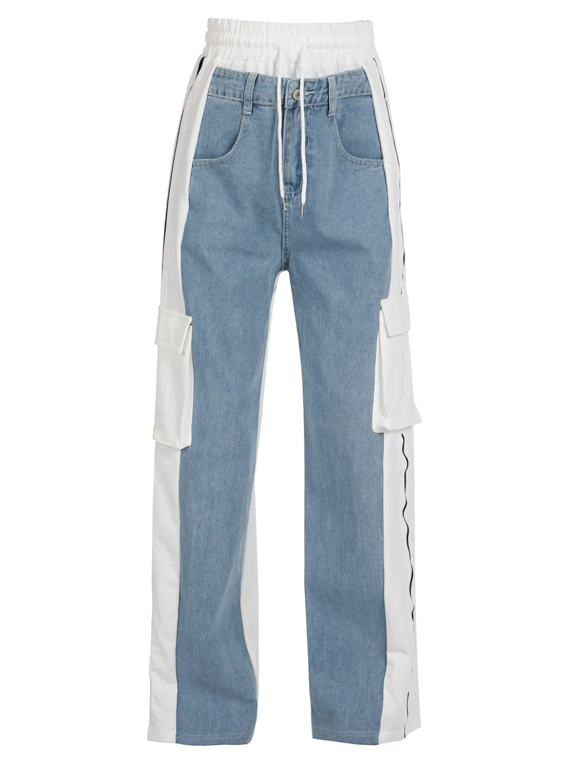 Solada Pantaloni donna a gamba larga con tasconi e coulisse