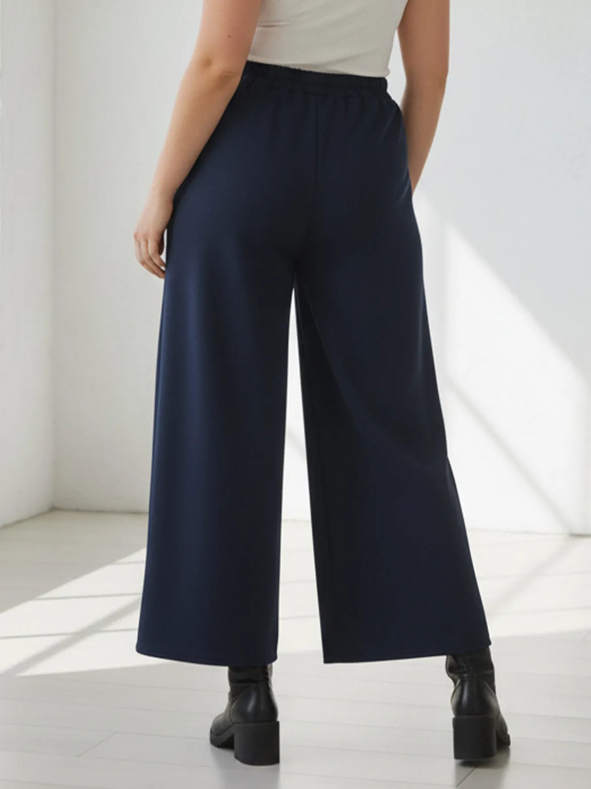 Solada Pantaloni donna a gamba larga taglie forti - blu scuro