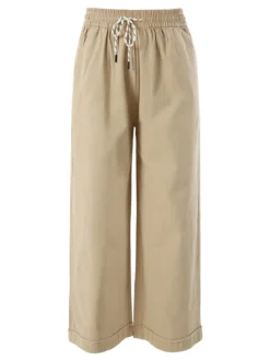Solada Pantaloni donna a palazzo con coulisse - khaki