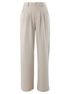Solada Pantaloni donna a palazzo con micro borchie luccicanti - beige