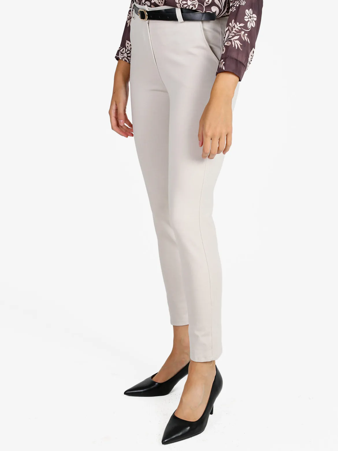 Solada Pantaloni donna a sigaretta con cintura - beige