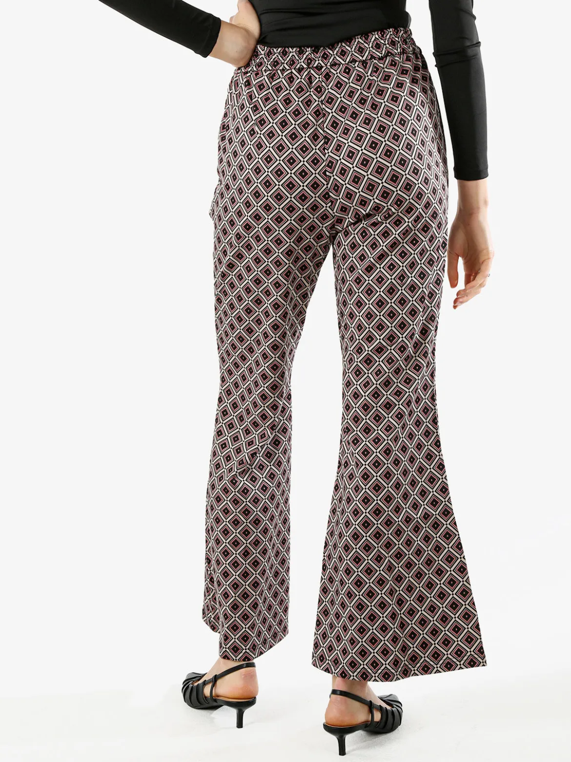 Solada Pantaloni donna a zampa con stampa geometrica - multicolore