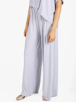 Solada Pantaloni donna con elastico in vita a gamba larga - perla