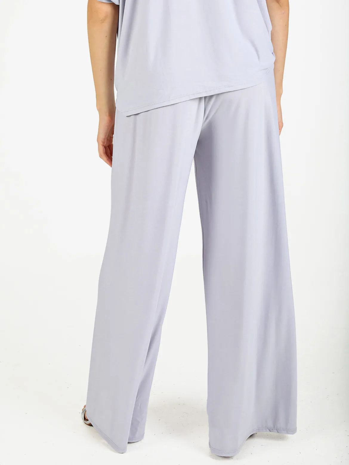 Solada Pantaloni donna con elastico in vita a gamba larga - perla