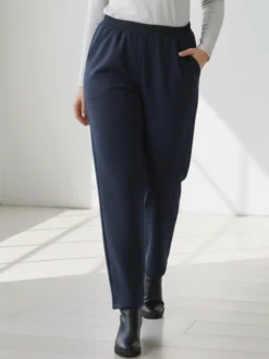 Solada Pantaloni donna con elastico in vita taglie forti - blu scuro