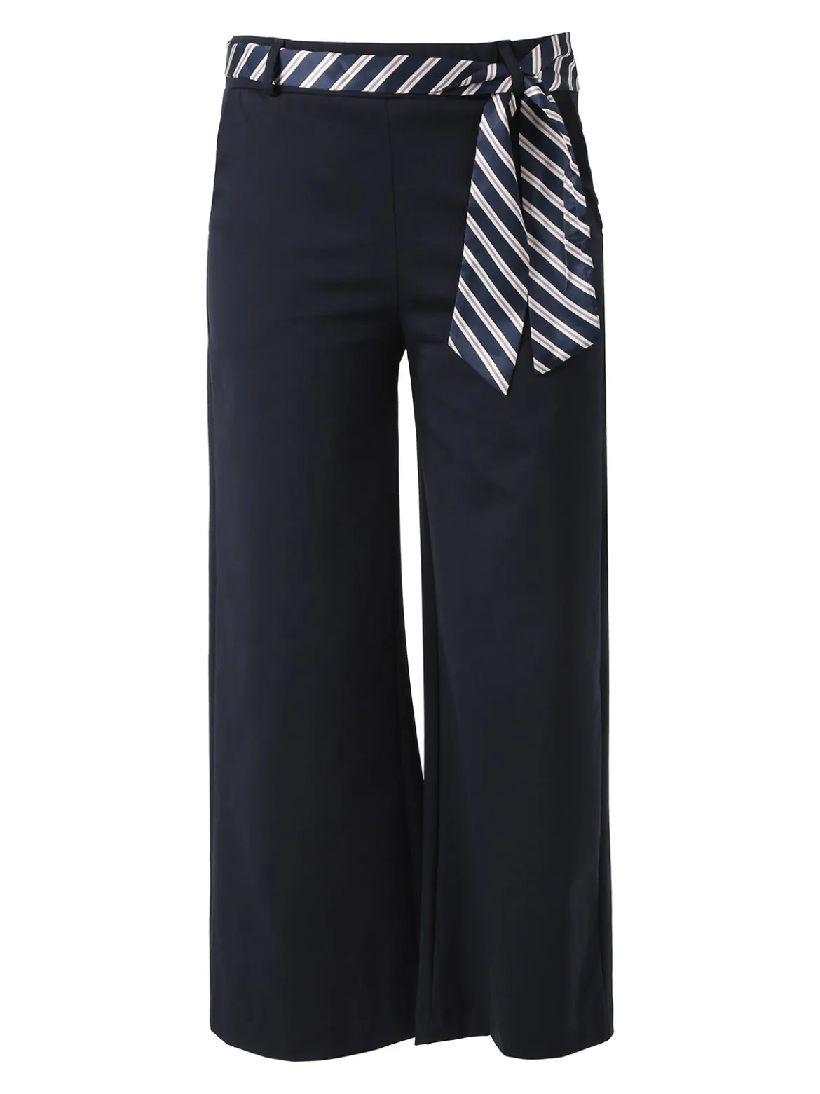Solada Pantaloni donna cropped a gamba larga con cintura a foulard - blu scuro