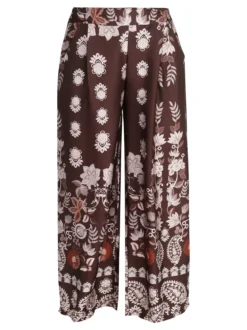 Solada Pantaloni donna effetto raso con stampe - moro
