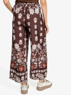 Solada Pantaloni donna effetto raso con stampe - moro