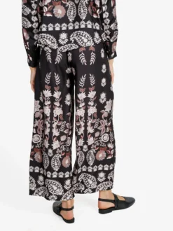 Solada Pantaloni donna effetto raso con stampe - nero