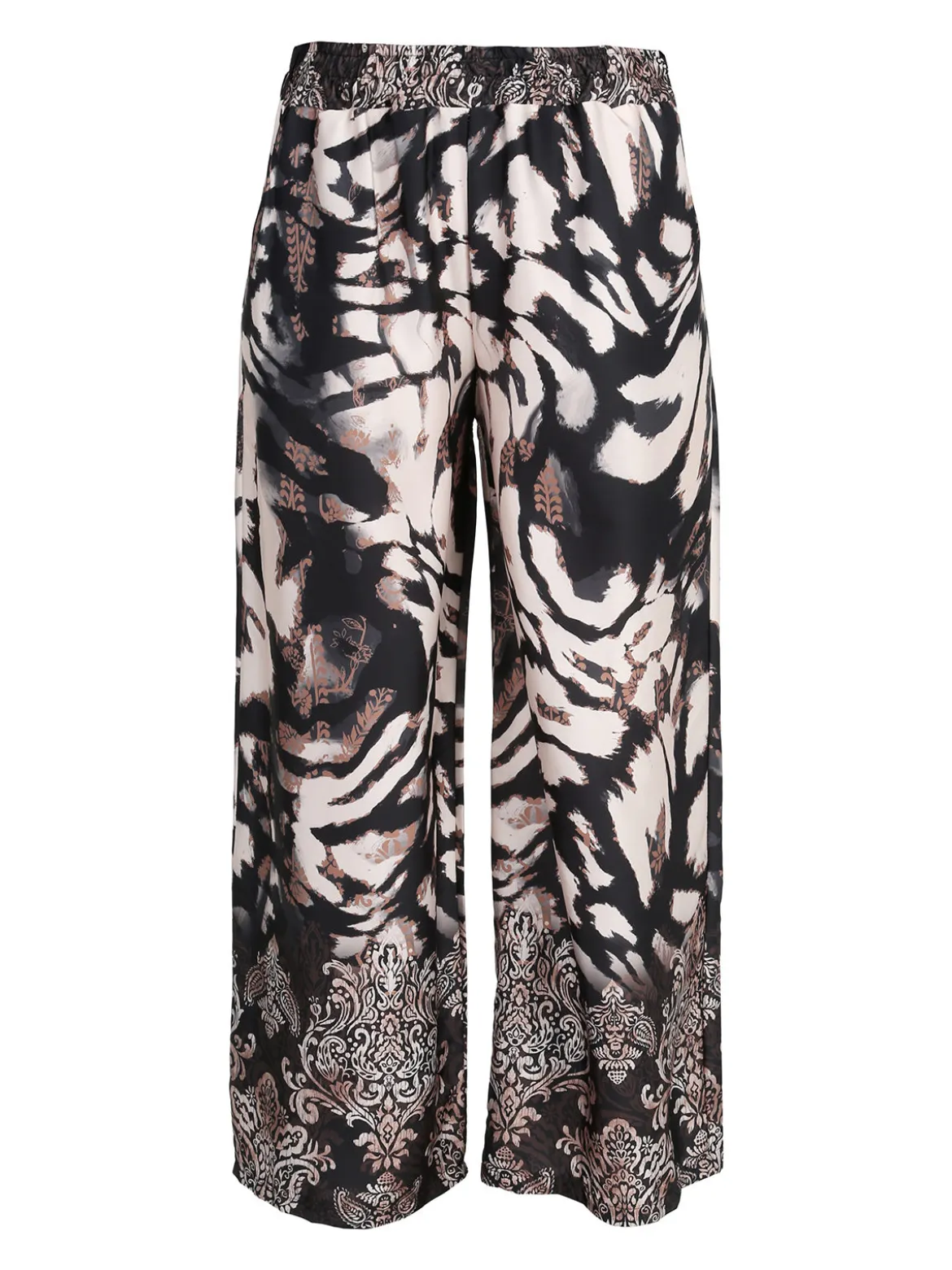 Solada Pantaloni donna effetto raso con stampe - nero