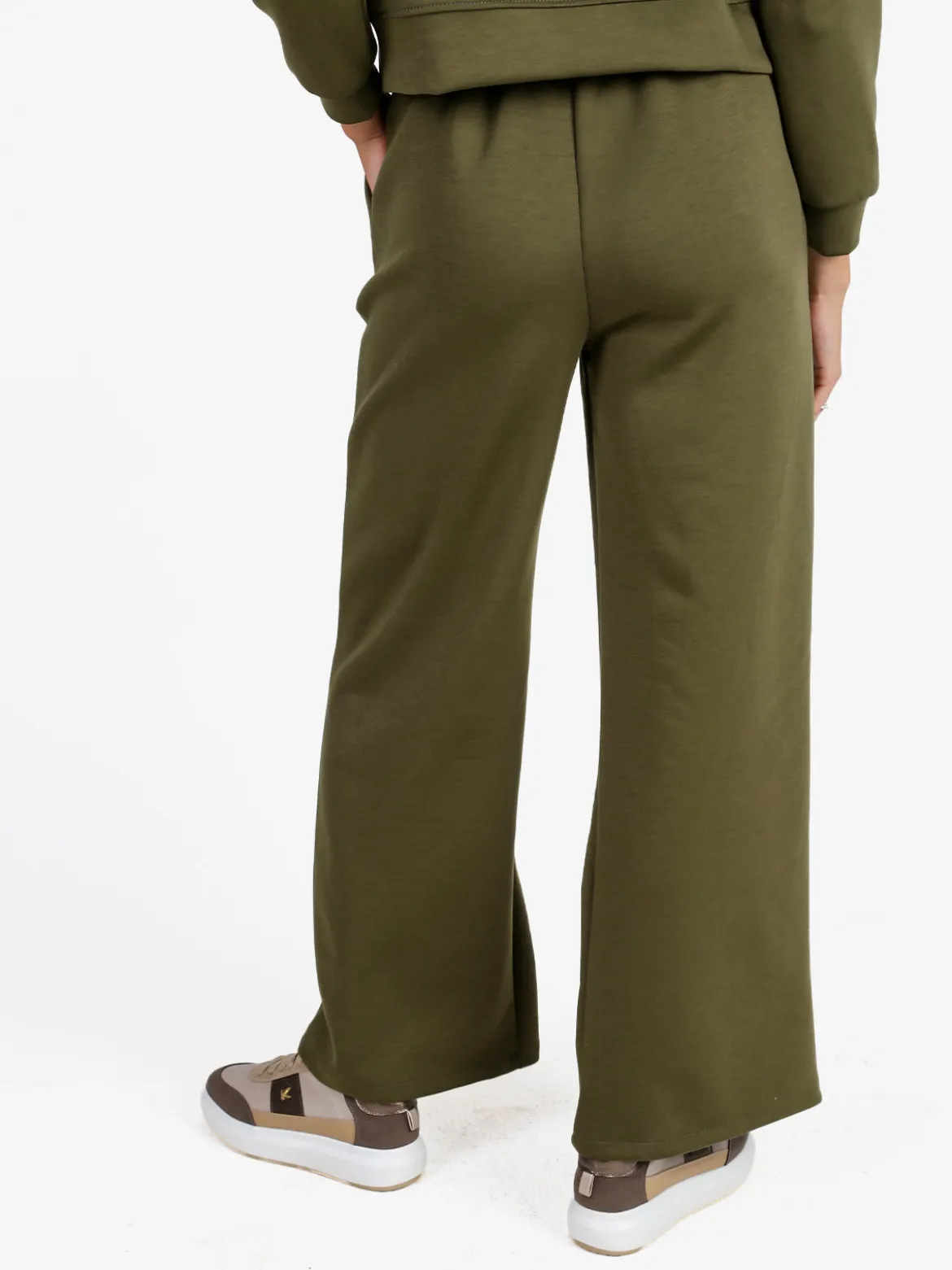Solada Pantaloni donna in felpa a gamba larga con coulisse - militare
